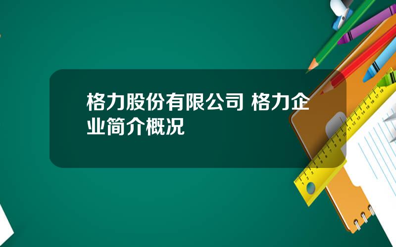 格力股份有限公司 格力企业简介概况